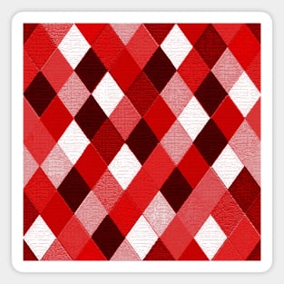 MARDI GRAS HARLEQUIN PATTERN Red Pink White Rhombi Argyle Magnet